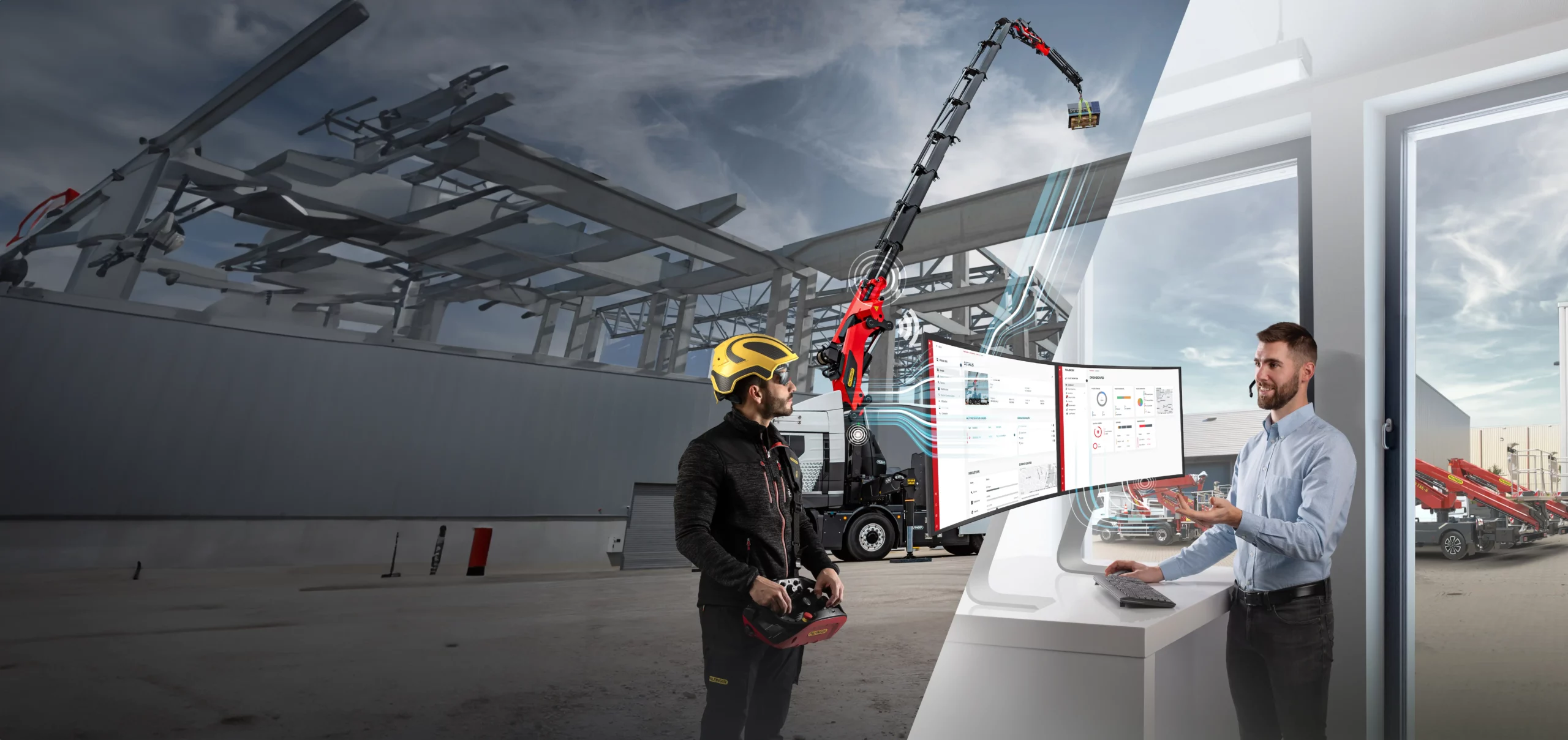Palfinger Connected biedt wereldwijd technische ondersteuning met meer dan 1200 servicepartners voor efficiënt wagenparkbeheer.